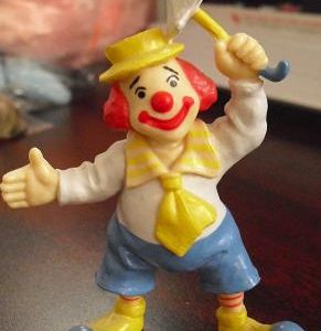 Hard Plastic Clown with Umbrella Figurine