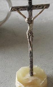 Vintage Metal Jesus on Cross Figurine Unique