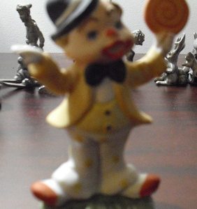 Vintage Bisque Lefton Clown with Lollypop Figurine