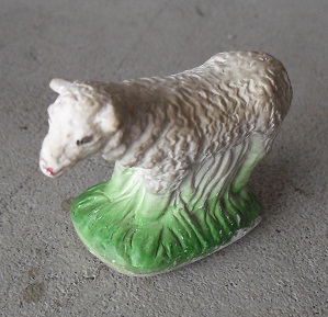 Vintage Chalkware Nativity Figurine - Standing Sheep