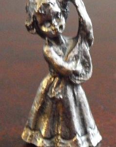 Miniature Pewter Little Girl with Guitar Figurine