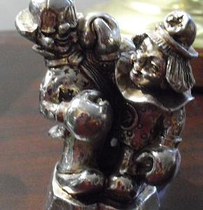 Unique Silver Resin Clowns Boxing Figurine - Toni Sagni