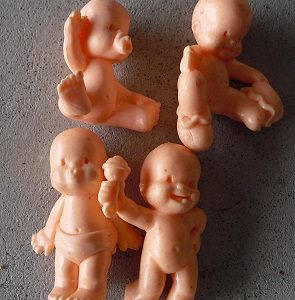 Lot of 4 Modern Vinyl Small Baby Figurines 2" Tall