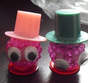 Lot of 2 small Plastic Tophat Wearing Oddball Figures