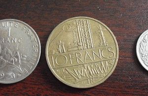 Lot of 3 Older French Franc Coins