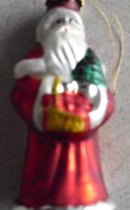 Vintage Blown Glass Santa Claus with Tree Ornament