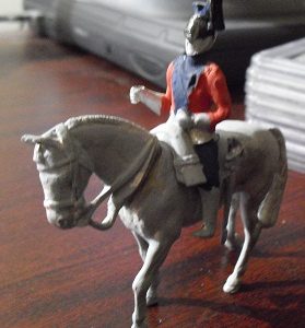 Vintage Gray Lead Horse with Soldier Figurine