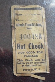 Vintage Illinois Transit Lines Hat Check Ticket