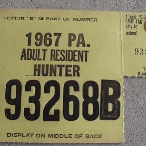 Vintage 1967 Pennsylvania Hunters License