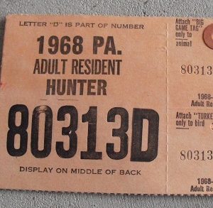 1968 Pennsylvania Hunter's License