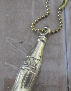 Vintage Gold Tone Metal Coca Cola Keychain