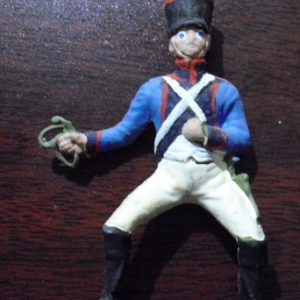 Vintage Lead Soldier Horse Rider in Blue Uniform