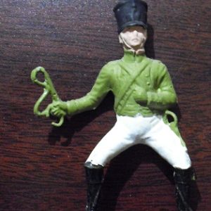 Vintage Lead Soldier Horse Rider in Green Figurine