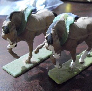 Lot of 2 Vintage Heavy Lead Army Horse Figurines