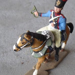 Lead Army Soldier and Horse Figurine