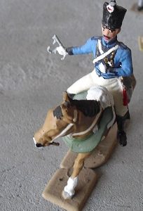 Lead Army Soldier on Horse Figurine