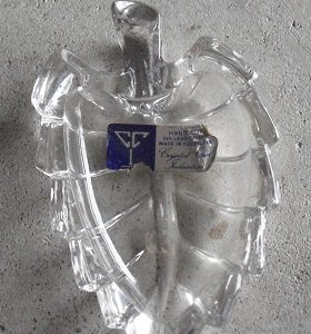 Lead Crystal Yugoslavia Made Leaf Coin Tray