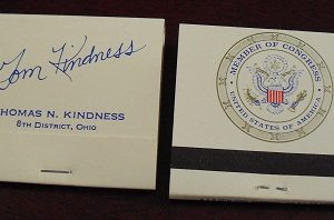 Lot of 2 Tom Kindness Member of Congress Matchbooks