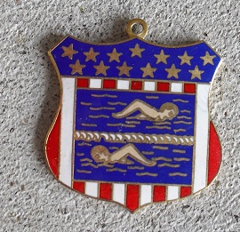 Vintage Enameled Metal USA Swimming Medal