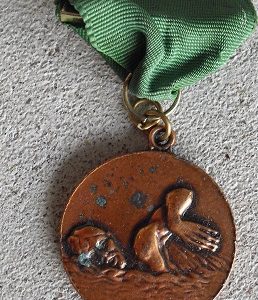 Vintage Wilshire Relays Swimming Medal and Ribbon