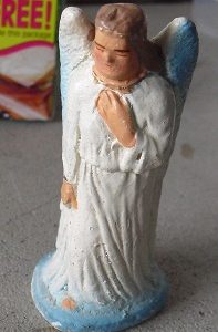 Vintage Chalkware Nativity Figurine - Blue and White Angel