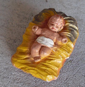 Vintage Ceramic Jesus in Bed Nativity Figurine