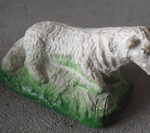 Vintage Chalkware Nativity Figurine - Sitting Sheep