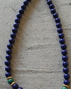 Long Plastic Blue Beaded Costume Necklace