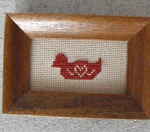 Small Vintage Needlework Framed Duck