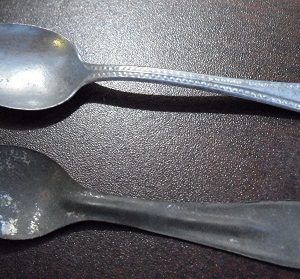 Lot of 2 Old Small Tin Spoons - Germany