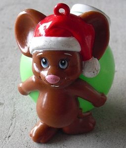 Plastic Clancy the Christmas Mouse Ornament Candy Container
