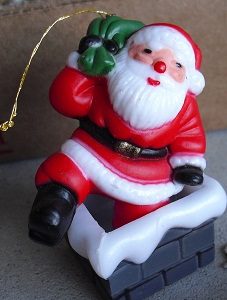 Plastic Santa Claus in Chimney Ornament