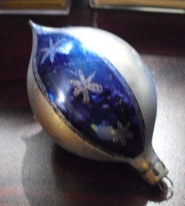 Vintage Glass Poland Marked Teardrop Ornament