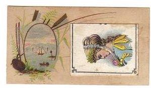 Victorian Trade Card Boat and Woman Stamp