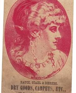 1883 Victorian Trade Card Dry Goods, Carpets