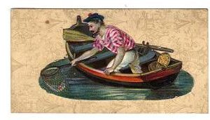 Victorian Trade Card Man in Boat