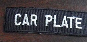 Embroidered Patch - Car Plate