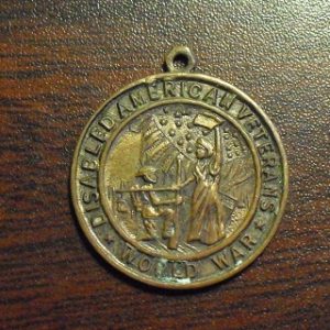 Vintage Bronze Pendant WW Disabled American Veterans