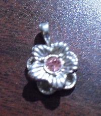 Gold Tone Flower with Stone Pendant