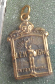 Vintage Brass Metal Lehigh University Intramural Pendant