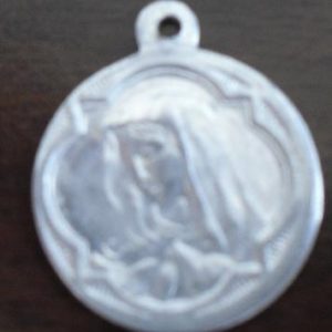 Vintage Aluminum Religious Pendant Our Lady