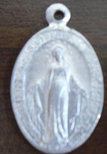 Vintage Aluminum Religious Pendant Mary Conceived