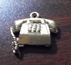 Gold Tone Charm or Pendant - Telephone