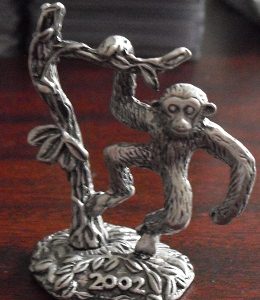 Small Pewter 2002 Monkey Figurine