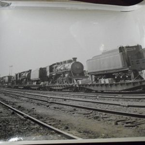 1950s 8x10 Train Photograph of Locos on Flat Cars