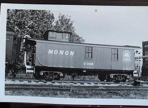 Old Black and White Photograph Postcard Monon Caboose