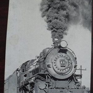 Old Black and White Photograph Postcard PRR 49 Locomotive