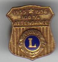 1955-56 Lions Club Attendance Award Pin