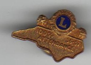 1956-57 Lions Club Attendance Award Pin