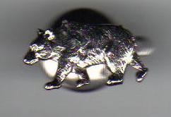 Silver Metal Bear Tie Tack Pin